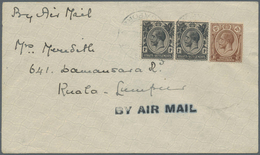 Malaiische Staaten - Straits Settlements: 1926 Early Singapore-Kuala Lumpur Airmail Cover Franked KG - Straits Settlements