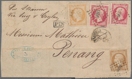 Malaiische Staaten - Penang: 1852 Part Folded Mourning Letter Sent From Marseilles To PENANG 'Per St - Penang