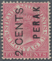 Malaiische Staaten - Perak: 1883 "2 CENTS" On 4c. Rose, Overprinted Types 11+13, Unused Without Gum, - Perak