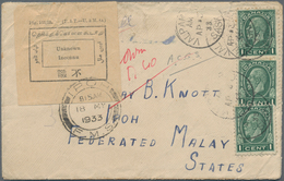 Malaiische Staaten - Perak: 1933 Perak Multilingual Label "Unknown/Inconnu/..." In Yellow-buff On Co - Perak