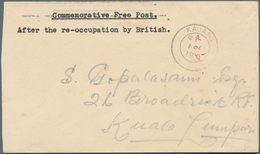 Malaiische Staaten - Selangor: 1945 KAJANG: Stampless Cover With Note "Commemorative Free Post./Afte - Selangor