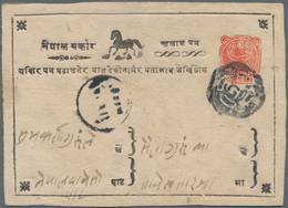 Nepal: 1894 'Horse' Postal Stationery Card, V.d.Wateren No.12, Used From Kathmandu And Cancelled By - Népal