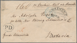 Niederländisch-Indien: 1854, Incomming Mail: Full Paid Fresh Stampless Envelope With Taxation "25" ( - Indie Olandesi