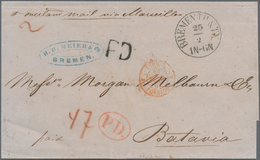 Niederländisch-Indien: 1857, Incomming Mail: Full Paid Fresh Stampless Folded Entire Letter Taxed "4 - Indie Olandesi