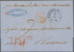 Niederländisch-Indien: 1863, Incomming Mail: Fresh Stampless Folded-envelope With Taxation "21" Chan - Indie Olandesi