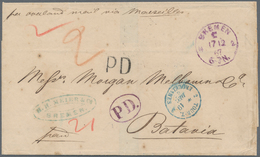 Niederländisch-Indien: 1867, Incomming Mail: Full Paid Fresh Stampless Folded Entire Letter Taxed "2 - Netherlands Indies