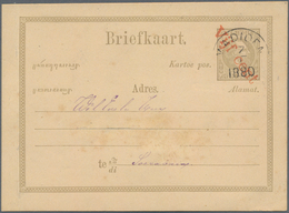 Niederländisch-Indien: 1878 (ca.), Moquette Surcharges: "Vijf Cent" In Red On Stationery Card Willem - Netherlands Indies