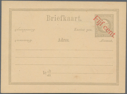 Niederländisch-Indien: 1878 (ca.), Moquette Surcharges: "Vijf Cent" In Red On Stationery Card Willem - Niederländisch-Indien