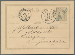 Niederländisch-Indien: 1879, Blue Ovpt. "Vijf Cent" On Card Willem 12 1/12 C. Canc. "JAPARA 17/12 18 - Netherlands Indies