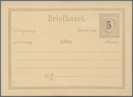 Niederländisch-Indien: 1879 (ca.), Blue "5" Surcharge On Card Willem 12 1/2 C. Grey, Probably Moquet - Niederländisch-Indien