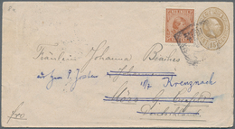 Niederländisch-Indien: 1896, Two Stationery Envelopes: Oval 12½ C Grey Uprated 12½ C And 15 C Occre - Netherlands Indies