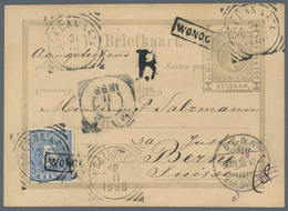 Niederländisch-Indien: 1898, Card Willem II 12 1/2 C. With "Moquette" Frame, Registered And Uprated - Netherlands Indies
