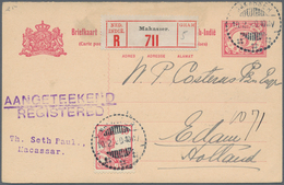 Niederländisch-Indien: 1920 Postal Stationery Double Card 5+5c. Used Registered From Makasser To Eda - Indes Néerlandaises