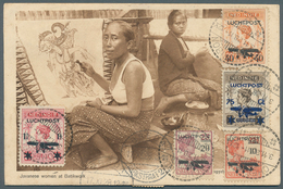 Niederländisch-Indien: 1928 (3.11.), Airmail Opts. Complete Set On Picture Side With Three Definitiv - Netherlands Indies