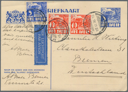 Niederländisch-Indien: 1936, Stationery Card 5 C. Blue Uprated Total 25 C. Tied "MEDAN 19.12.36" By - Niederländisch-Indien