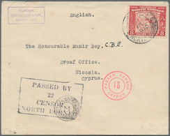 Nordborneo: 1939, 8 C. Red Tied Part-readable "(SANDAKAN) 7 APL 1940" To Cover To Nicosia/Cyprus Wit - Noord Borneo (...-1963)