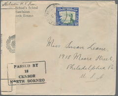 Nordborneo: 1941 Censored Cover From Sandakan To Philadelphia, USA Franked By 1939 12c. 'Murut With - Bornéo Du Nord (...-1963)