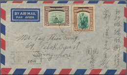 Nordborneo: 1948 Airmail Envelope Sent Registered From Victoria Labuan To Singapore, Franked By Eigh - Noord Borneo (...-1963)