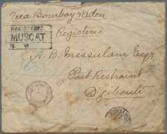Oman: 1898 MUSCAT: Registered Cover To DJIBOUTI Via Bombay & Aden, Franked On The Reverse By India Q - Oman