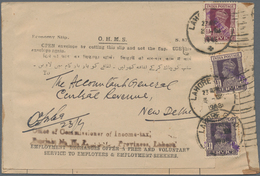 Pakistan - Dienstmarken: 1948 Two Official Covers With Economy Slips Sent From Lahore To New Delhi, - Pakistán