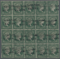 Philippinen: 1869-74, 1 Real Green, Block Of Twenty With Deep Impressed Watermark, Mint Mh/mnh. Over - Philippinen