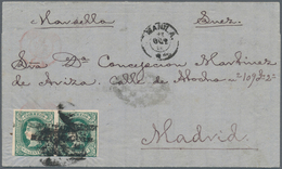 Philippinen: 1870, 6 2/8 Green Ctvos, A Horizontal Par Ovpt. "habilitado Por La Nacion", Pmkd. Paril - Filipinas