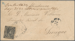 Philippinen: 1878, 25 Mils. Black On Cover From Bulacan To Surigao (Mindanao), Canc. "Alc. Mayor De - Philippines