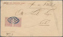 Philippinen: 1898, Fiscal Stamp 2 Cts Carmine, A Horizontal Pair, Tied Blue Parilla To Cover From Ma - Filippine