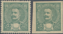 Portugiesisch-Indien: 1898, King Carlos I. Perforate And Imperforate PROOFS In Sea-green WITHOUT Den - Portuguese India