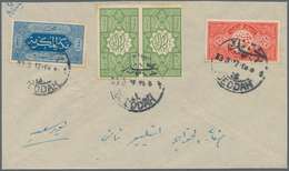 Saudi-Arabien - Hedschas: 1917, Pair 1/4 Pia. Green, 1/2 Pia. Red And 1 Pia. Blue Roulette 20 Togeth - Saudi Arabia