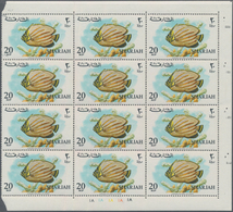 Schardscha / Sharjah: 1966, 20dh. On 20np , Butterflyfish, 12 Copies In A Unit With Corner Margins A - Schardscha