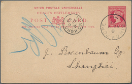 Singapur: 1893: Postal Stationery Card 2c. Carmine Of Straits Settlements Used From Singapore To Sha - Singapore (...-1959)