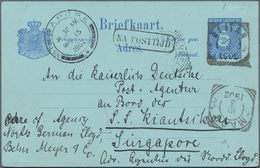 Singapur: 1902 Dutch Indies Postal Stationery Card 5c. Used From Blitar To The Imperial German Post - Singapur (...-1959)