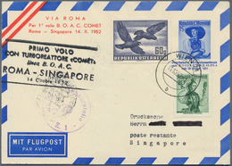 Singapur: 1952 (11.10.), Private Airmail Lettersheet Costums 1s. Blue With Red Advert. VIA ROMA / PE - Singapour (...-1959)