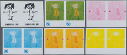 Singapur: 1974, UNICEF Children's Day, 10 C. And 50 C., Each Six Different Imperforated Stage Proofs - Singapore (...-1959)