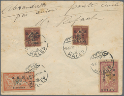 Syrien: 1921, Airmails, Vertical "AVION" Overprints, FIRST DAY COVER (small Faults/min. Toning) Bear - Siria