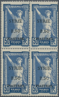 Syrien: 1924, 50 C Green To 2,50 Pia. Blue In Blocks Of Four Mint Never Hinged (880.- For *) - Syrie