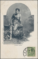 Thailand: 1903 Siamese Used In Cambodia: Picture Postcard (Bangkok Woman) Used Locally Battambong, C - Tailandia