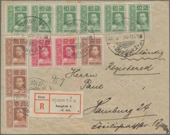 Thailand: 1912, King Vajiravudh 2 S. (8, Block-4 On Reverse), 3 S. (strip-6) And 6 S. (pair) Tied "B - Thailand