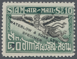 Thailand: 1925, Garuda Air Mail 10s, Waterlow Specimen In Green/black With Corner Punchhole, No Gum - Thailand