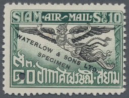Thailand: 1925, Garuda Air Mail 10s, Waterlow Specimen In Green/black With Corner Punchhole, No Gum - Thaïlande