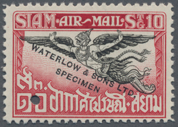 Thailand: 1925, Garuda Air Mail 10s, Waterlow Specimen In Carmine/black With Corner Punchhole, No Gu - Thaïlande