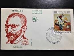 Monaco, Uncirculated FDC, "Art", "Painting", "Van Gogh", "Flowers", 1970 - Covers & Documents