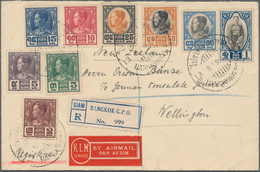 Thailand: 1928, 2 Stg./1 B. Nine Vals Tied "BANGKOK G.P.O. 13.5.38" To Registered Air Mail Cover Via - Thailand