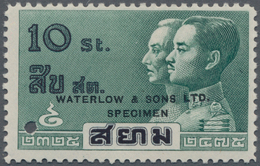 Thailand: 1932, Dynasty 10 S., Waterlow Specimen In Green/black With Corner Punchhole, With Gum And - Tailandia