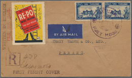 Thailand: 1941 (23rd July): Censored And Registered First Flight Cover From Huey Mood To Penang, Fra - Thailand