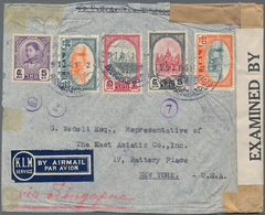 Thailand: 1941, 5 B. Etc. 7.80 B. Frank Tied "BANGKOK 29.11.41" To Late Air Mail Clipper Cover Via S - Thailand