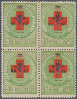 Thailand: 1955 Red Cross 25+25s. Block Of Four, Variety OVERPRINT "24 98" INVERTED, Mint Never Hinge - Thaïlande