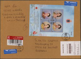 Thailand: 2012 Queen Sirikit Souvenir Sheet With Red Cross And Blood Donation Labels, Used Along Wit - Thailand