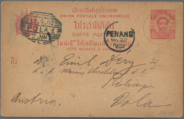 Thailand - Stempel: 1902 Siam Used In KEDAH: Postal Stationery Card 4a. Carmine Used From KEDAH To P - Thaïlande